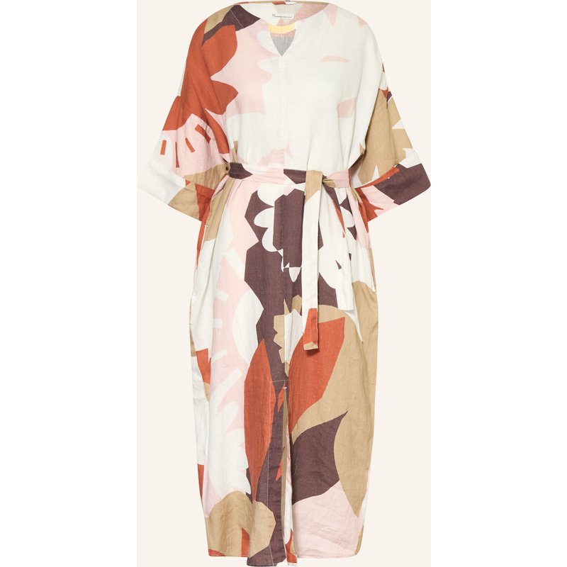 Knowledgecotton Apparel Leinenkleid Mit 3/4-Arm gruen
