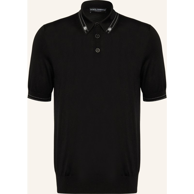 Dolce & Gabbana Strick-Poloshirt Aus Seide schwarz