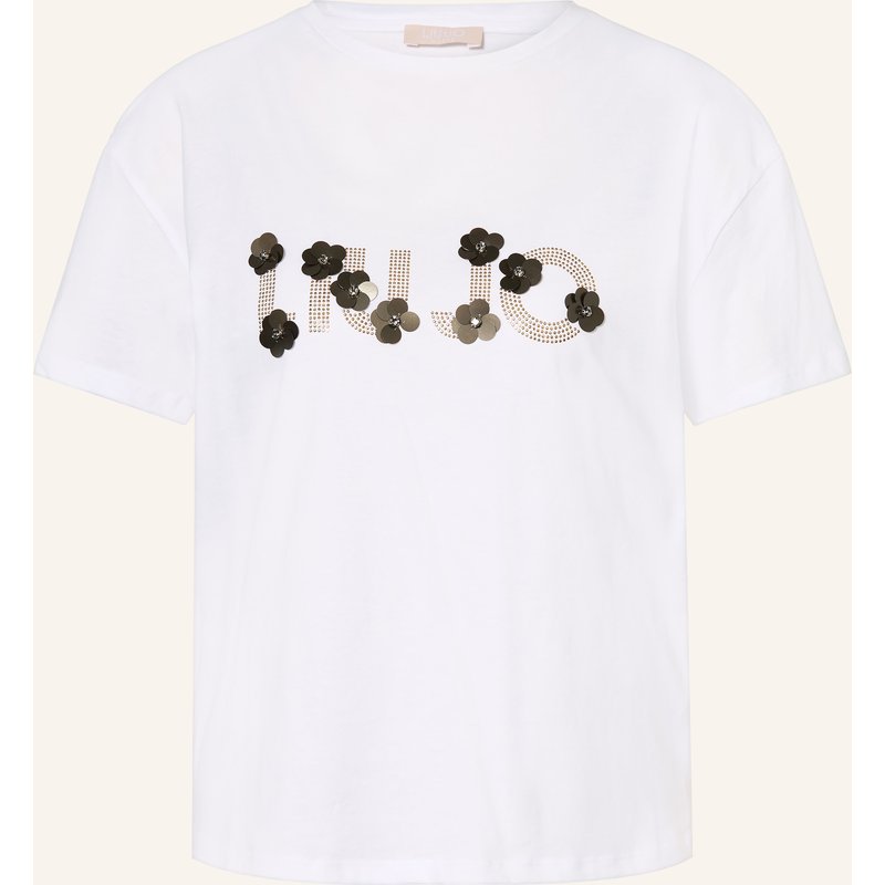 Liu Jo T-Shirt Mit Pailletten Und Schmucksteinen weiss