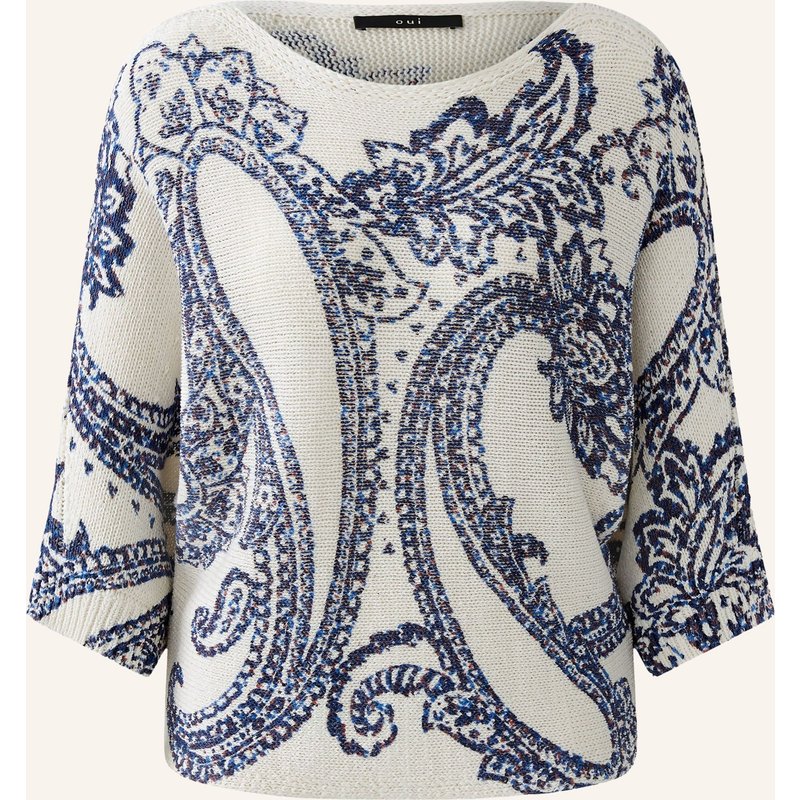 Oui Pullover Mit 3/4-Arm weiss