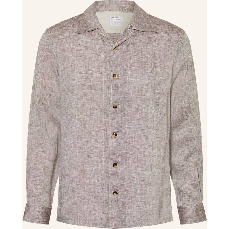 Brunello Cucinelli Leinenhemd Comfort Fit beige