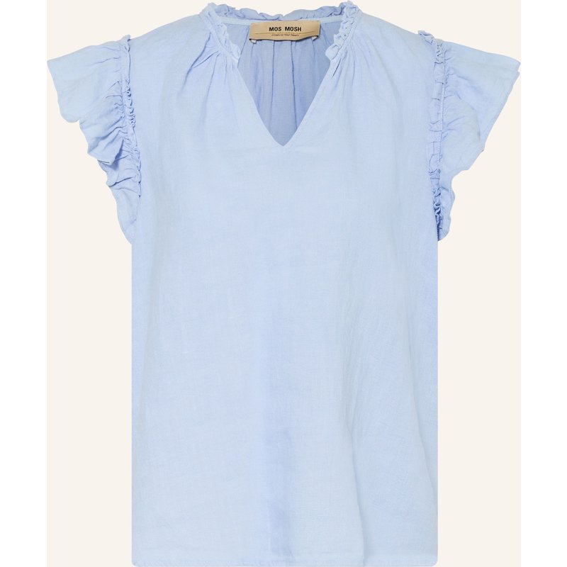 Mos Mosh Blusenshirt Mmtea Aus Leinen Mit Rüschen blau