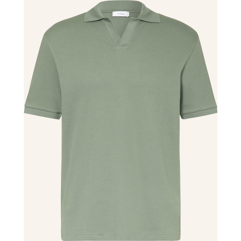 Eton Piqué-Poloshirt gruen