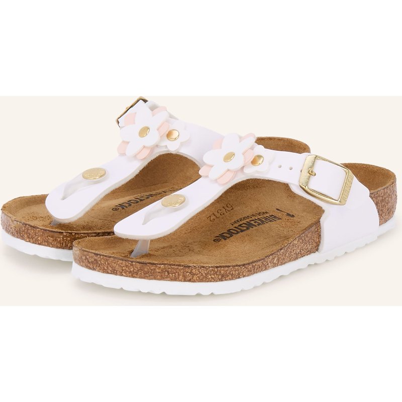 Birkenstock Zehentrenner Gizeh Flowers Mit Nieten weiss