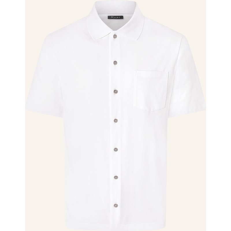 Maerz Muenchen Kurzarm-Hemd Regular Fit Aus Jersey weiss