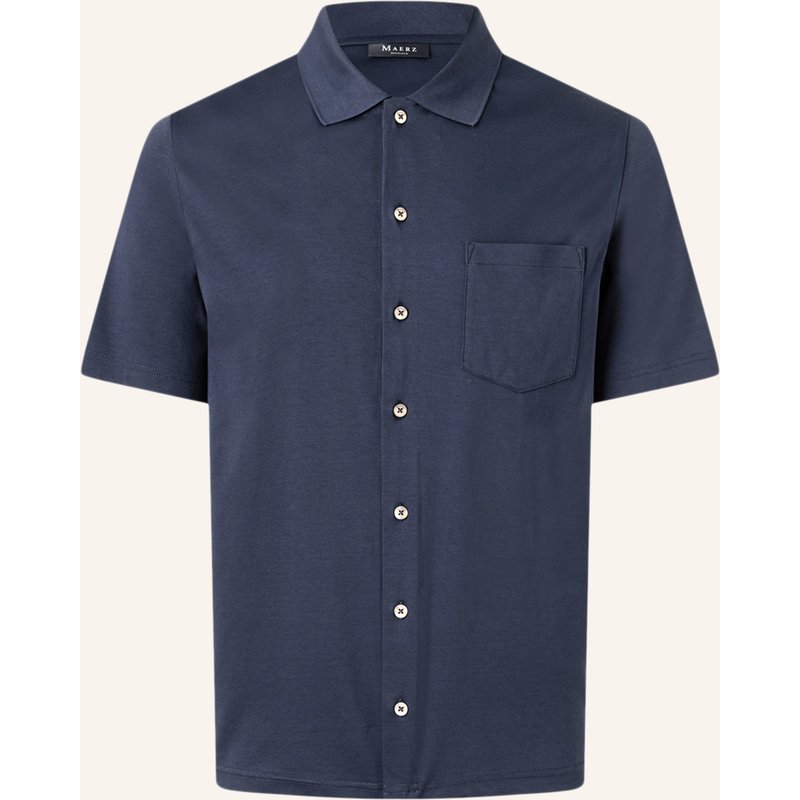 Maerz Muenchen Kurzarm-Hemd Regular Fit Aus Jersey blau