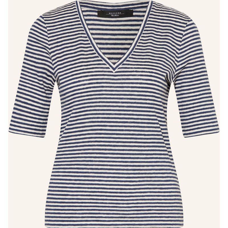 Weekend Max Mara T-Shirt Opzione Aus Leinen blau
