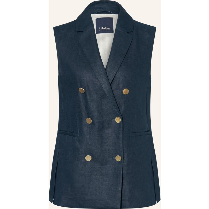 S Max Mara Blazerweste Bird Aus Leinen blau