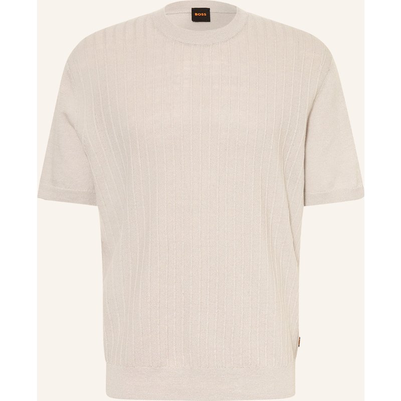 Boss Strickshirt Kajordino Mit Leinen grau