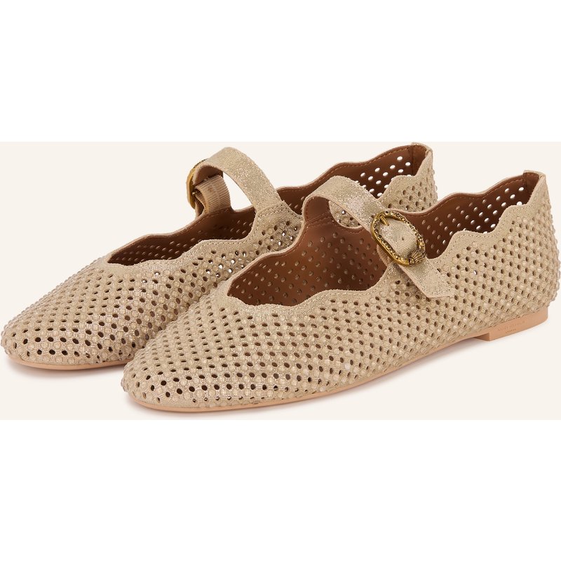Kurt Geiger Mary-Jane-Ballerinas Wavy Mayfair Mit Schmucksteinen gold