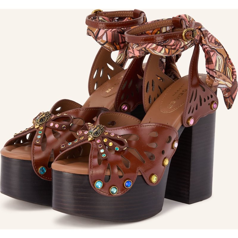 Kurt Geiger Plateau-Sandaletten Mit Schmucksteinbesatz braun