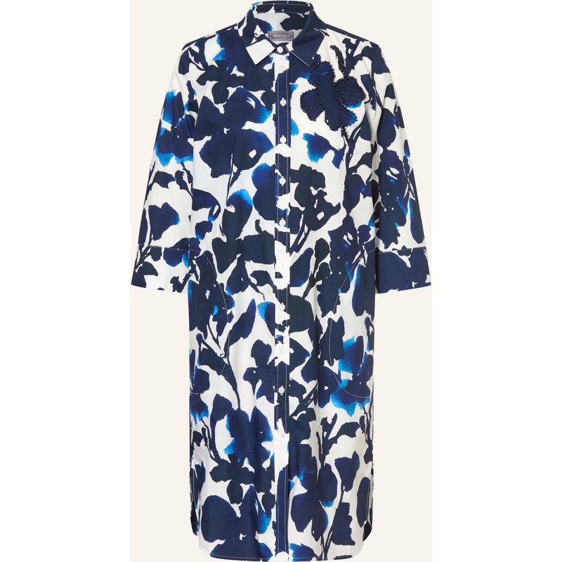 White Label Hemdblusenkleid Mit 3/4-Arm Und Schmuckperlen blau