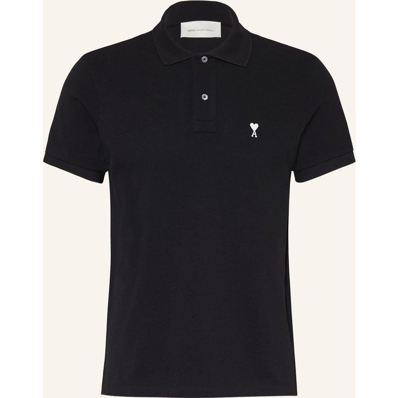 Ami Paris Piqué-Poloshirt schwarz