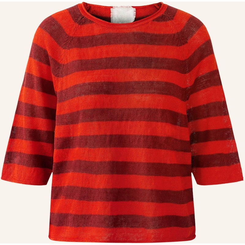 Oui Strickshirt Aus Leinen Mit 3/4-Arm rot