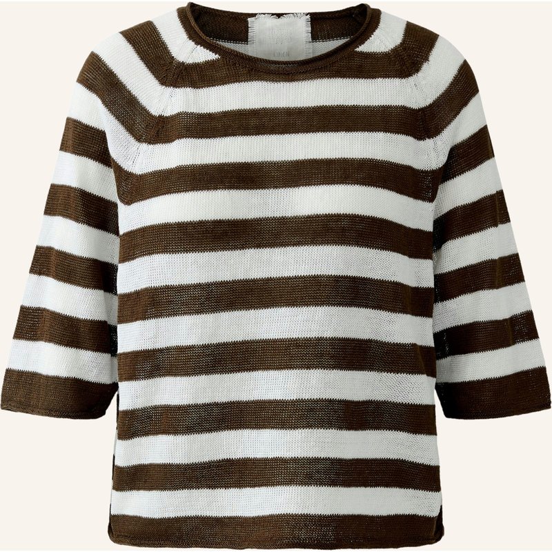Oui Strickshirt Aus Leinen Mit 3/4-Arm braun