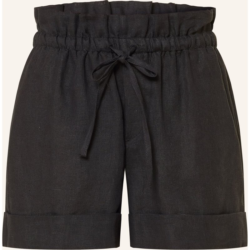 Drykorn Paperbag-Shorts Edict Aus Leinen schwarz