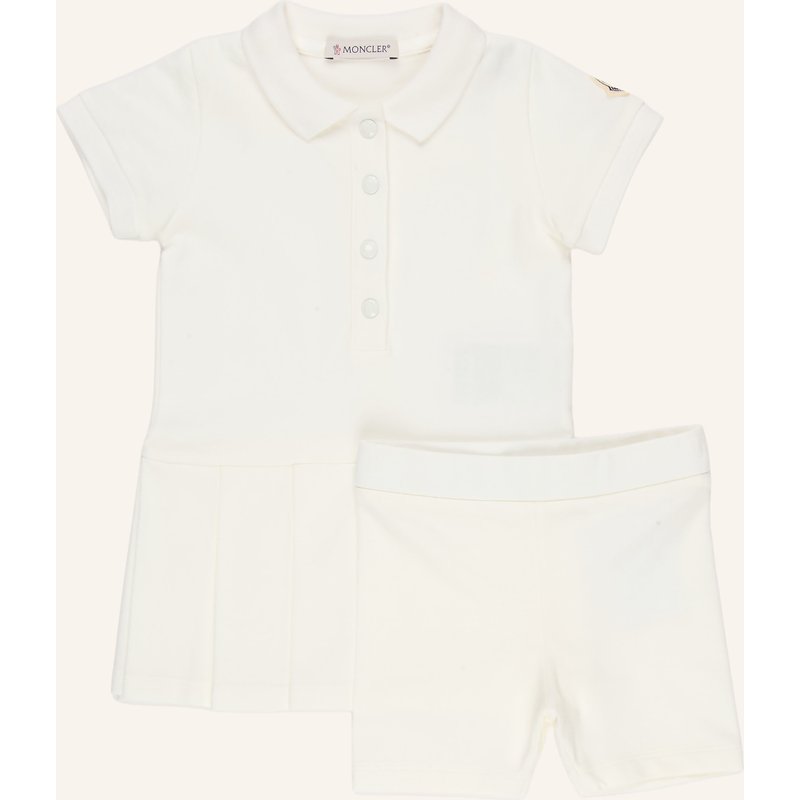 Moncler Enfant Set: Piqué-Polokleid Und Shorts weiss