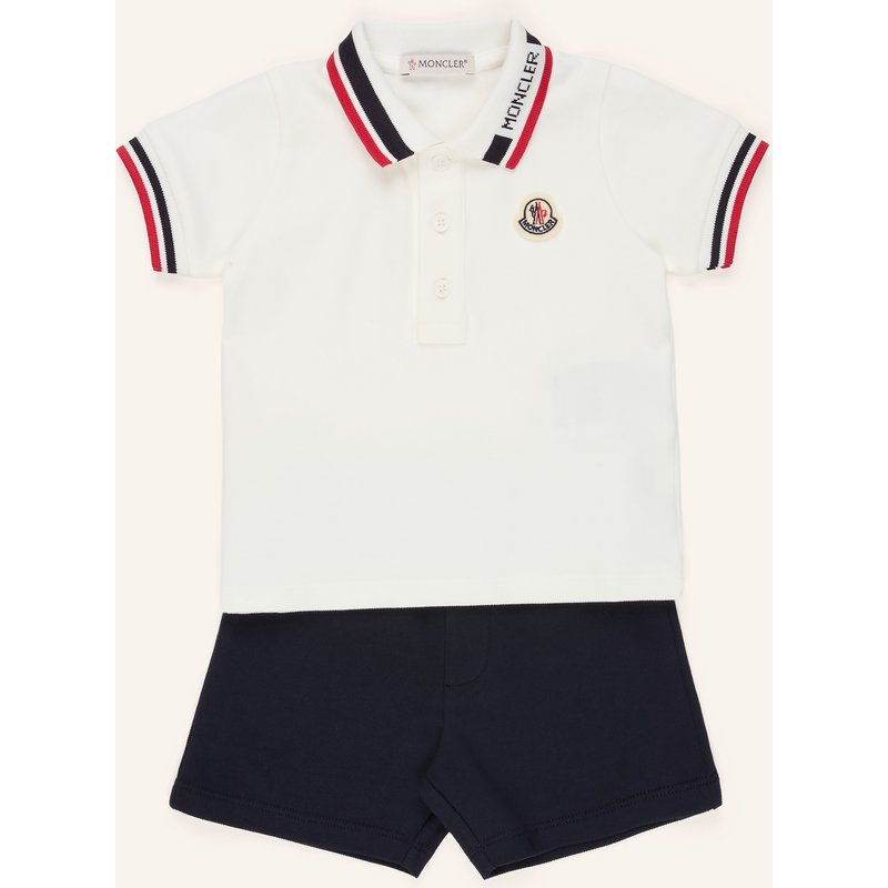 Moncler Enfant Set: Piqué-Poloshirt Und Shorts weiss