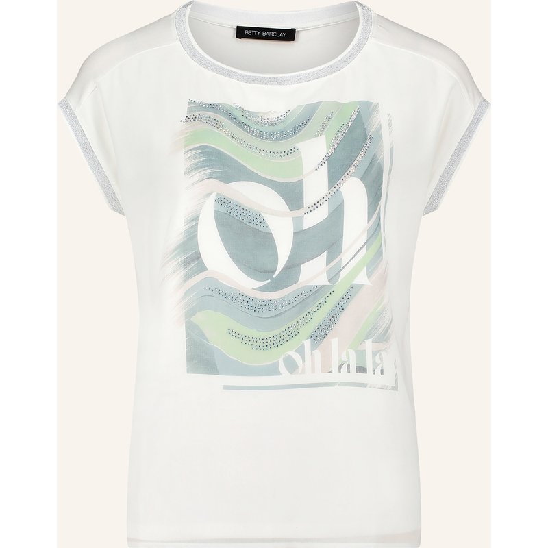 Betty Barclay T-Shirt Im Materialmix Mit Schmucksteinen weiss