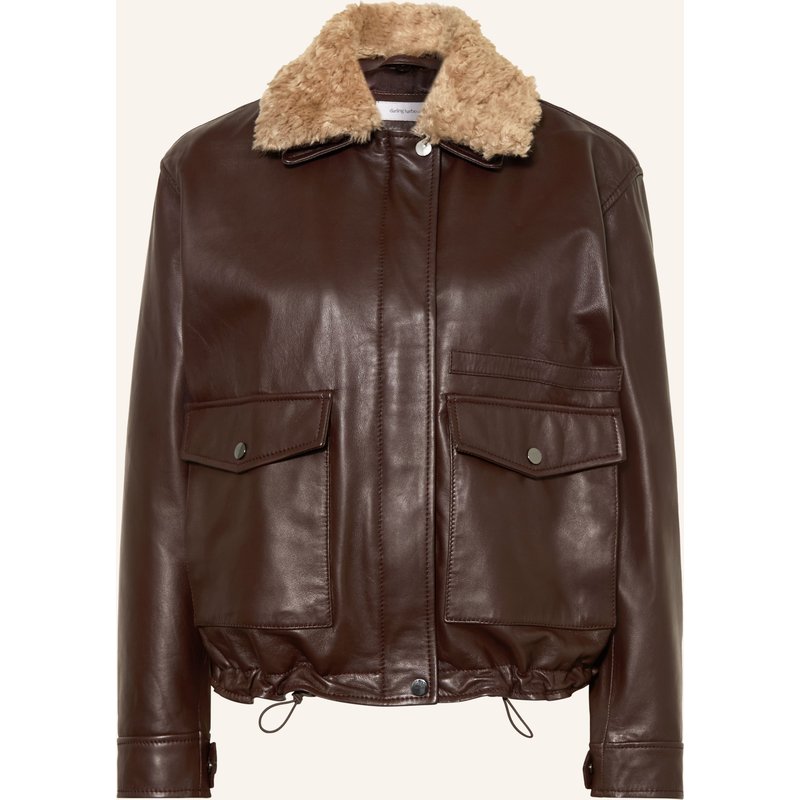 Darling Harbour Lederjacke Mit Kunstfell braun