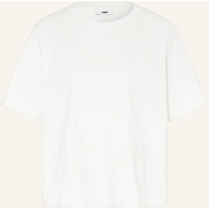 Mavi T-Shirt Mit Lochspitze weiss