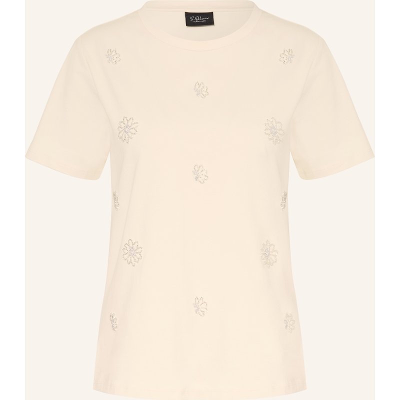 S.Oliver Black Label T-Shirt Mit Schmucksteinen weiss