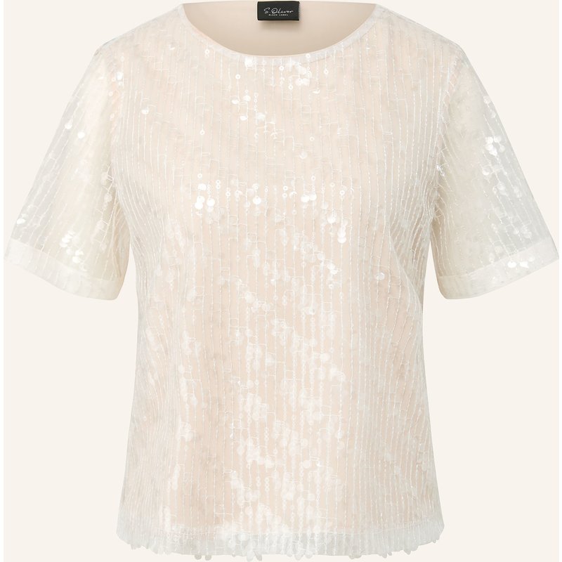 S.Oliver Black Label Blusenshirt Mit Pailletten weiss