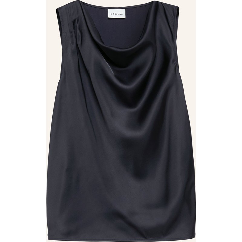 Comma Blusentop Aus Satin blau