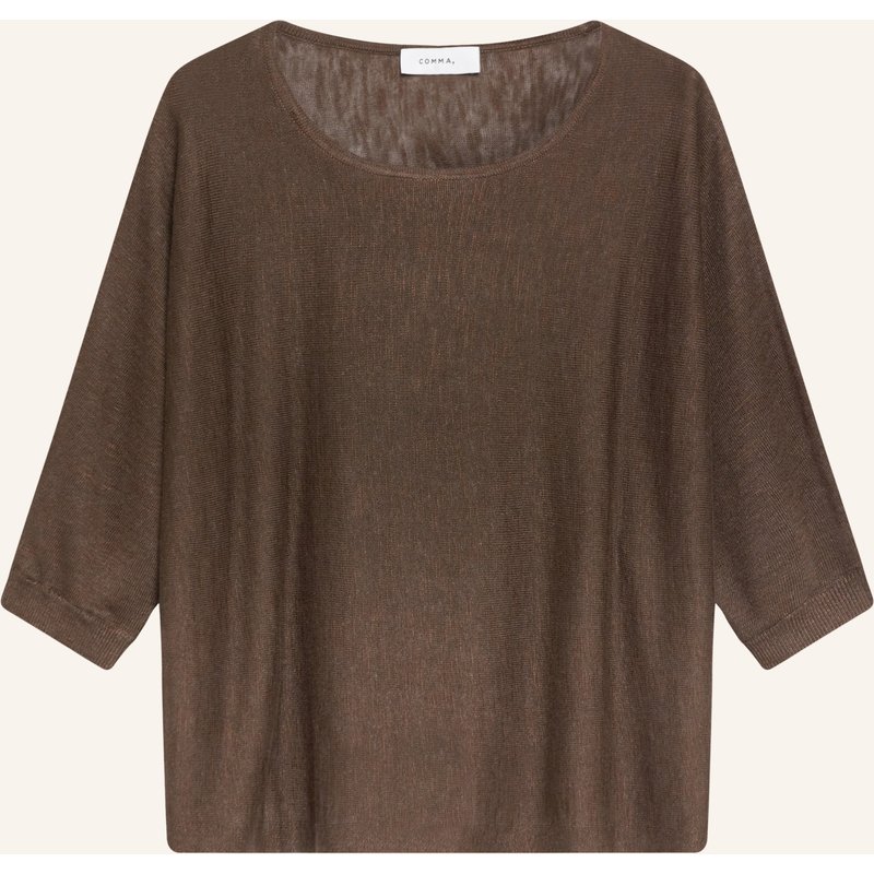 Comma Pullover Mit Leinen Und 3/4-Arm braun