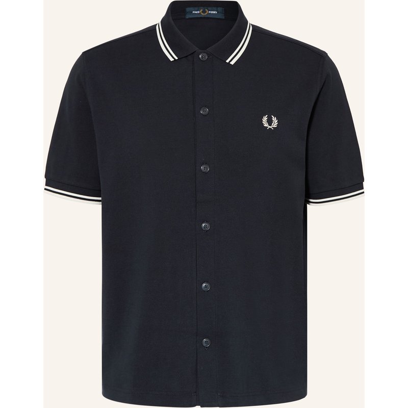 Fred Perry Kurzarm-Hemd Comfort Fit Aus Piqué blau