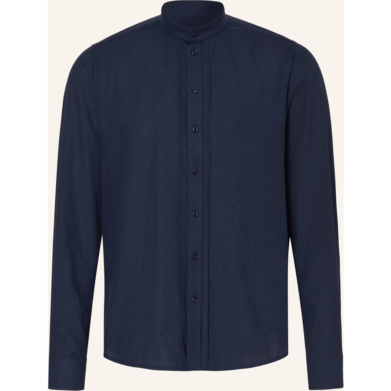 Grasegger Hemd Comfort Fit Mit Leinen blau