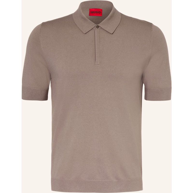 Hugo Strick-Poloshirt San Peter braun