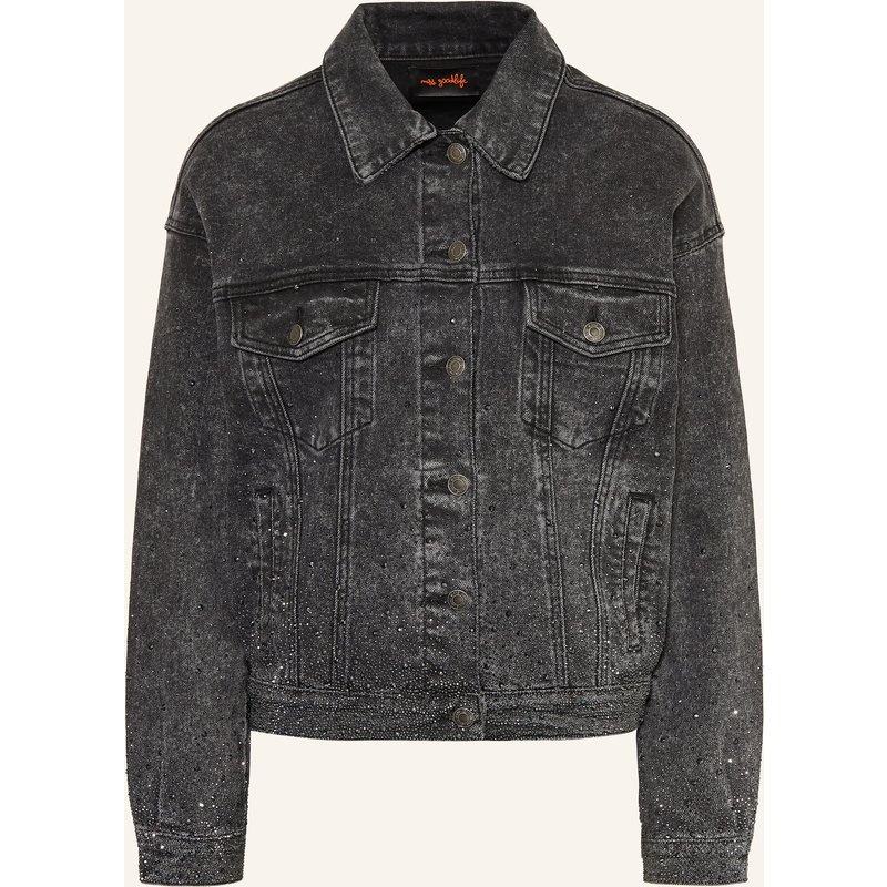 Miss Goodlife Jeansjacke Mit Schmucksteinen grau
