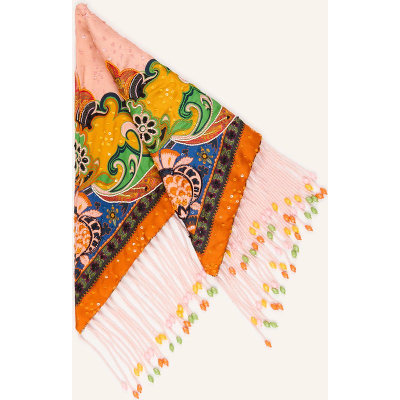 Etro Dreieckstuch Aus Seide Mit Pailletten rosa