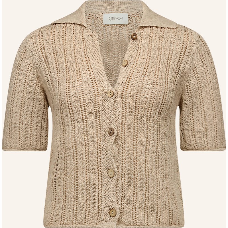 Cartoon Strickjacke Im Materialmix beige