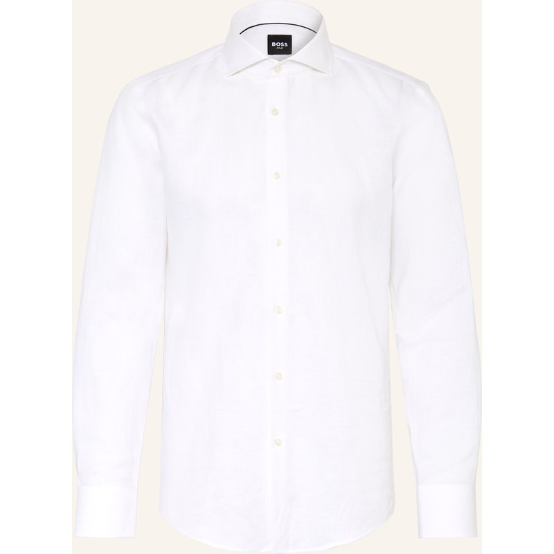 Boss Hemd Hank Slim Fit Mit Leinen weiss