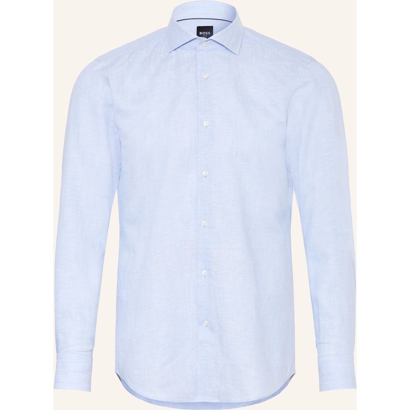 Boss Hemd Hank Slim Fit Mit Leinen blau
