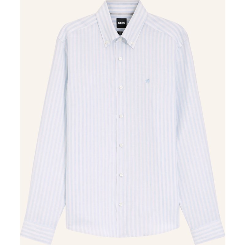 Boss Leinenhemd Liam Regular Fit blau