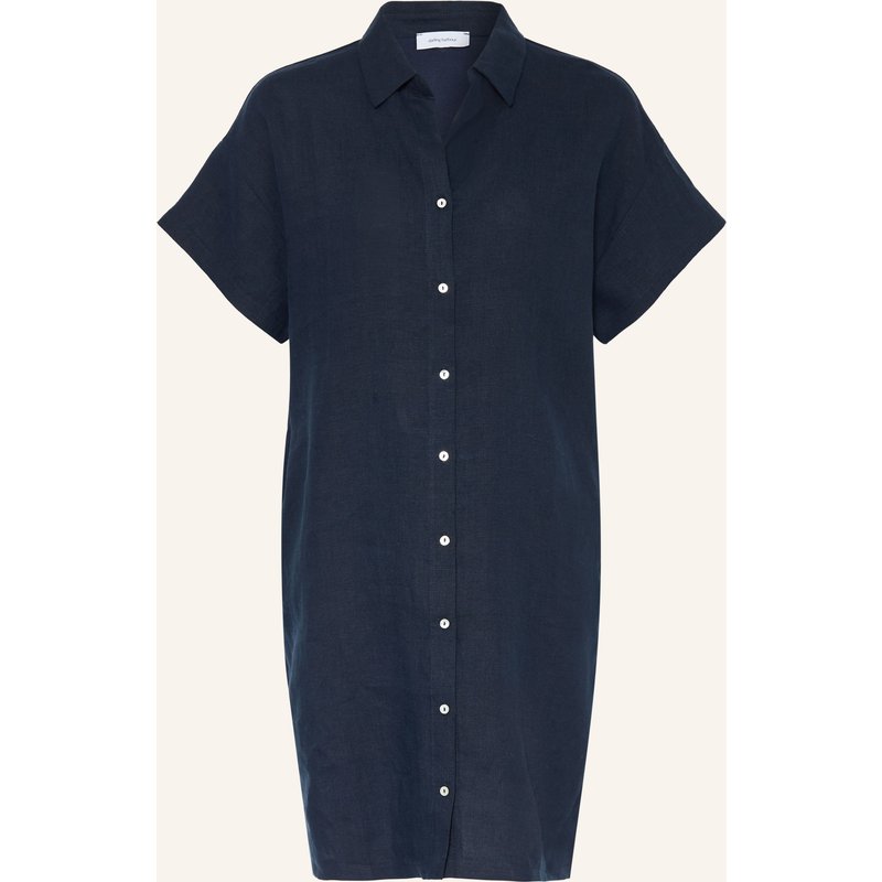 Darling Harbour Hemdblusenkleid Im Materialmix Mit Leinen blau