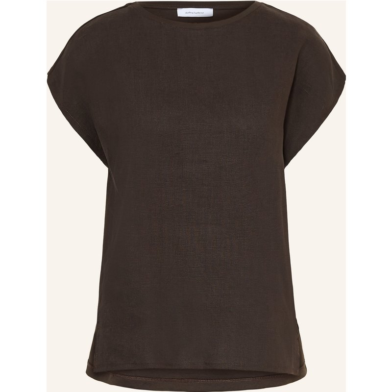 Darling Harbour T-Shirt Im Materialmix Mit Leinen braun