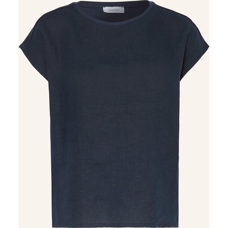 Darling Harbour T-Shirt Im Materialmix Mit Leinen blau