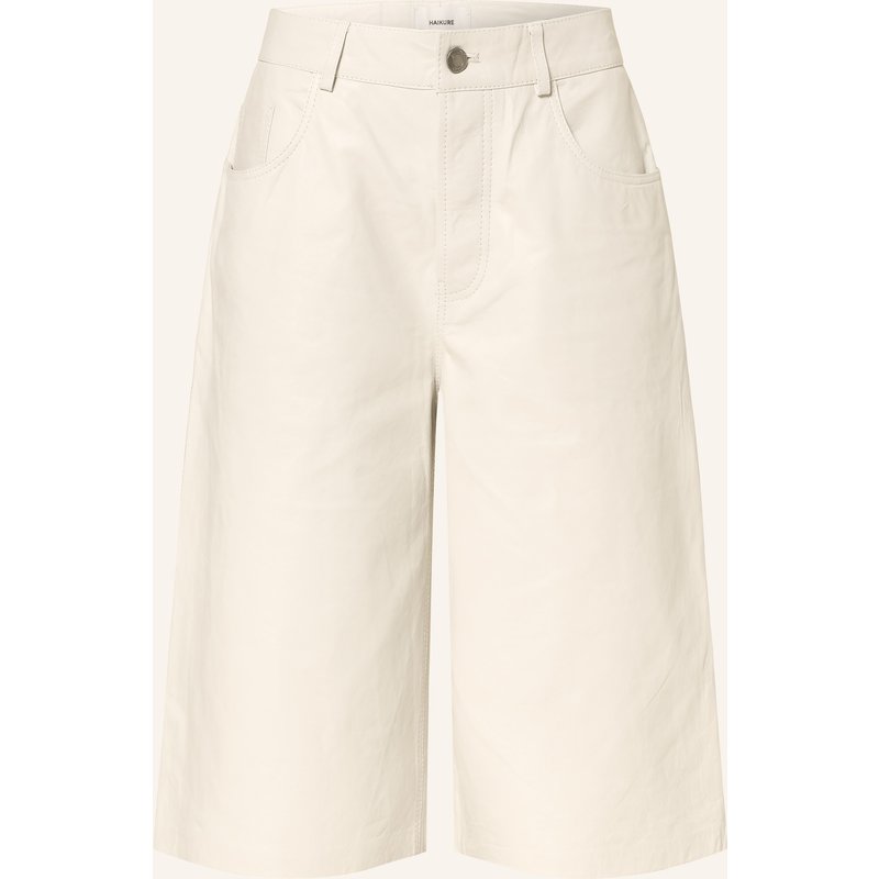 Haikure Leder-Bermudas New Becky Wrincled weiss