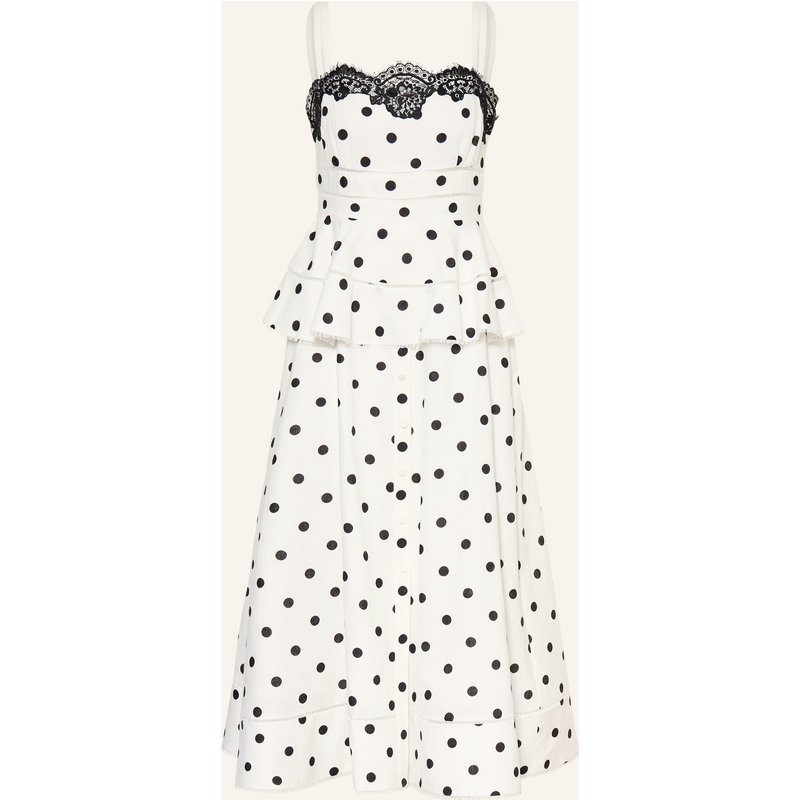 Self-Portrait Kleid Mit Leinen Und Spitze weiss