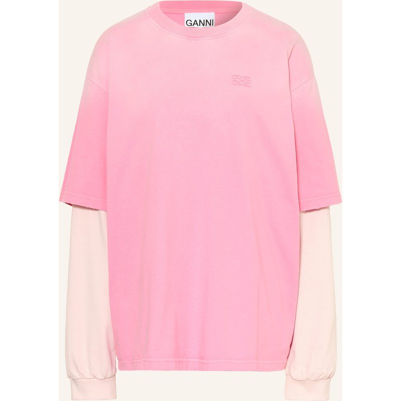 Ganni Oversized-Longsleeve rosa