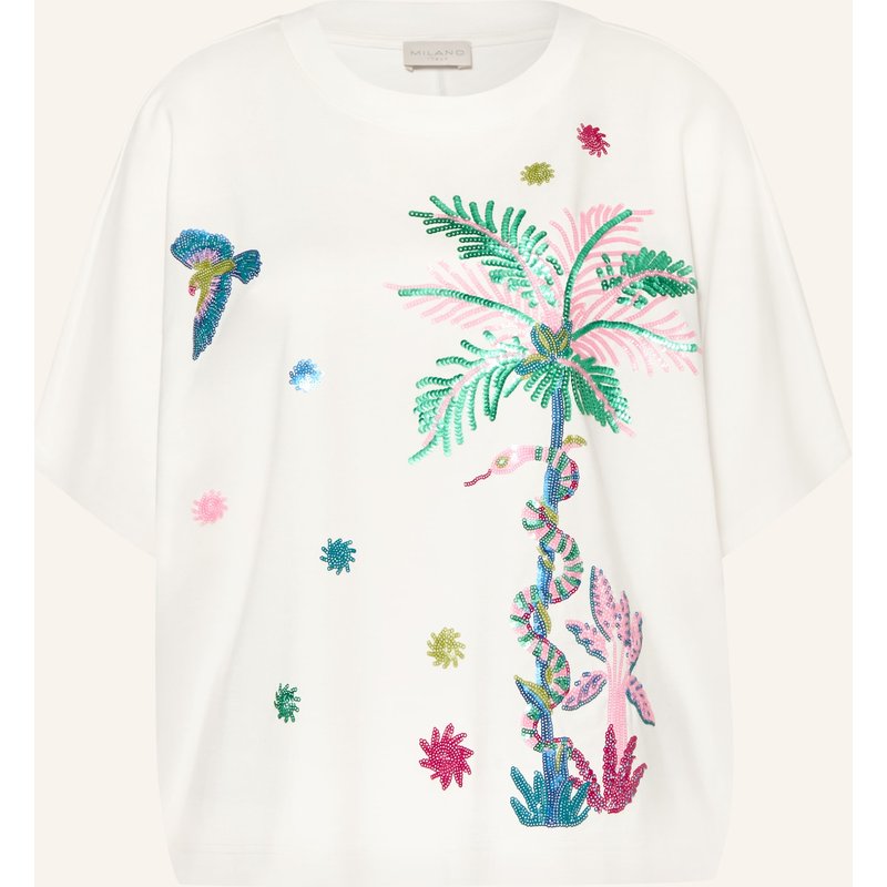 Milano Italy T-Shirt Mit Pailletten weiss