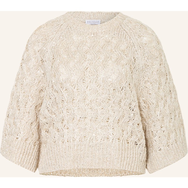 Brunello Cucinelli Pullover Mit Seide Und Pailletten beige