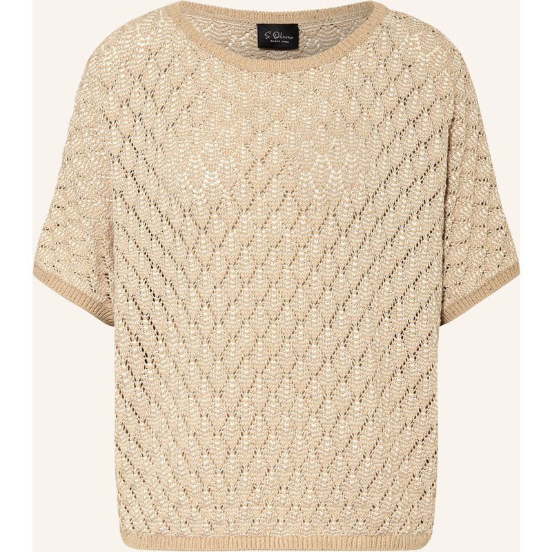 S.Oliver Black Label Strickshirt Mit Pailletten braun
