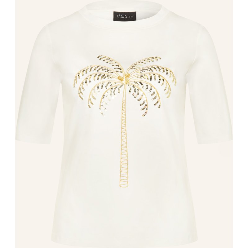 S.Oliver Black Label T-Shirt Mit Pailletten weiss