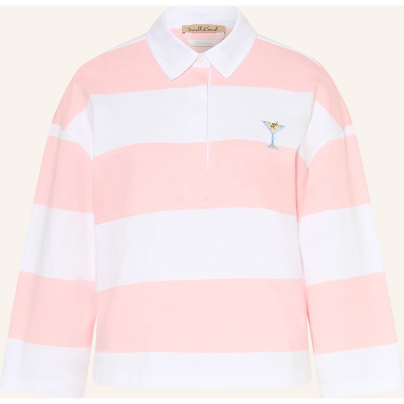 Smith & Soul Jersey-Poloshirt Mit Schmuckperlen rosa
