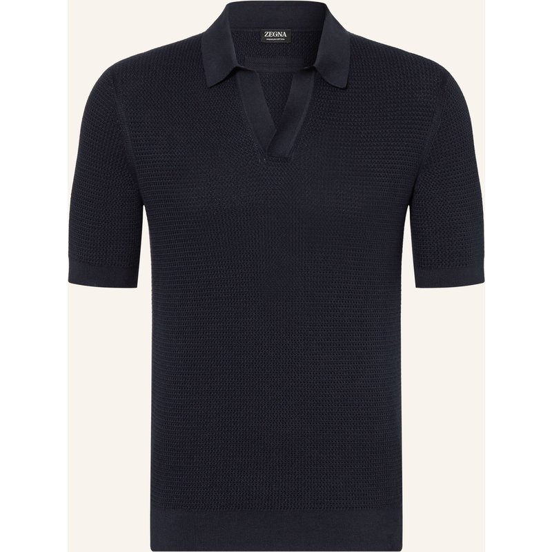 Zegna Strick-Poloshirt blau